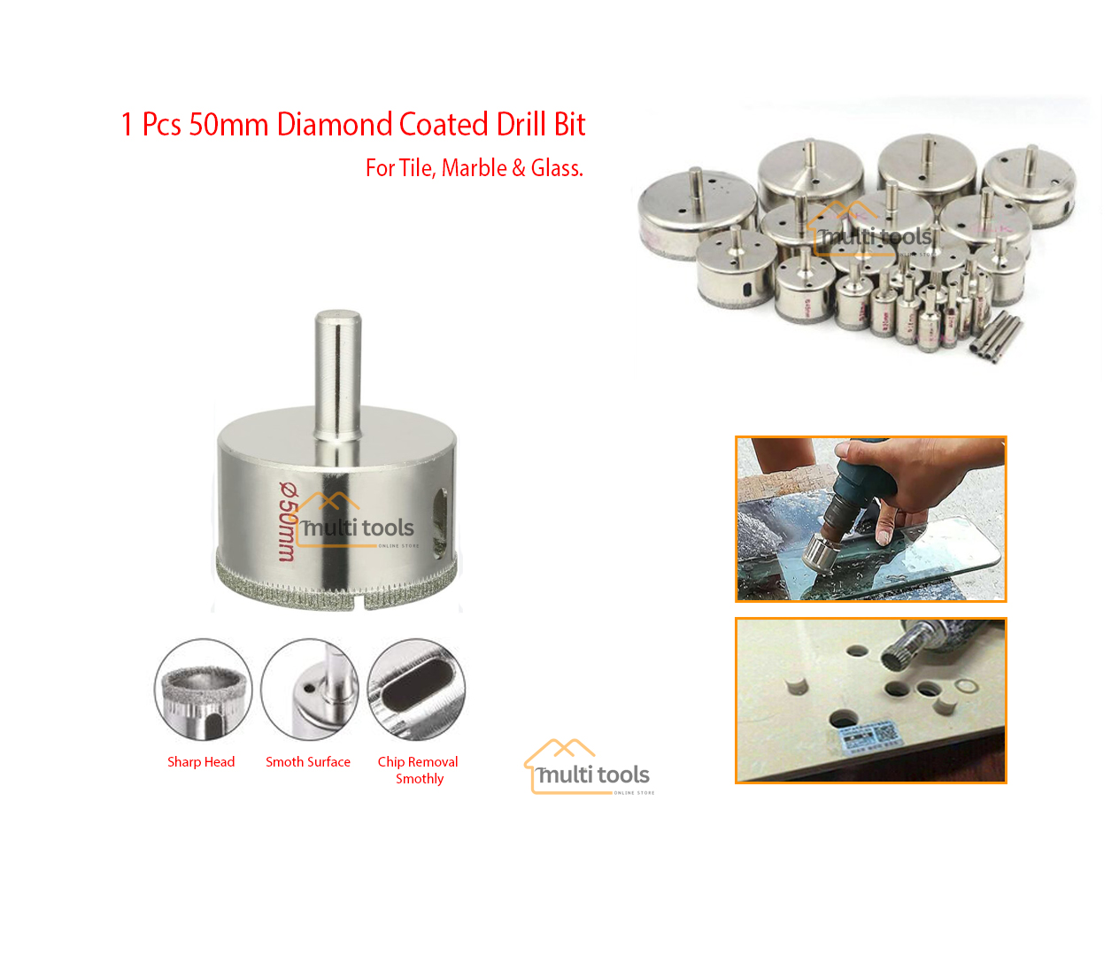 50 mm Diamond Coated Drill Bit Hole Saw Cutter For Glass Tile Ceramic